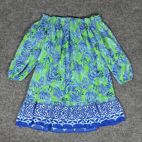 Lilly Pulitzer Dress Extra Small Blue Green Maribeth Coverup Cabana Green Keepin - Picture 4 of 11
